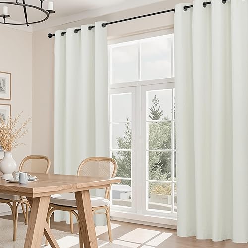 Miniatura 4 de Cortinas opacas de lino de 84 pulgadas de largo, juego de 2 paneles para sala de estar, cortinas opacas con aislamiento térmico y ojales de 84