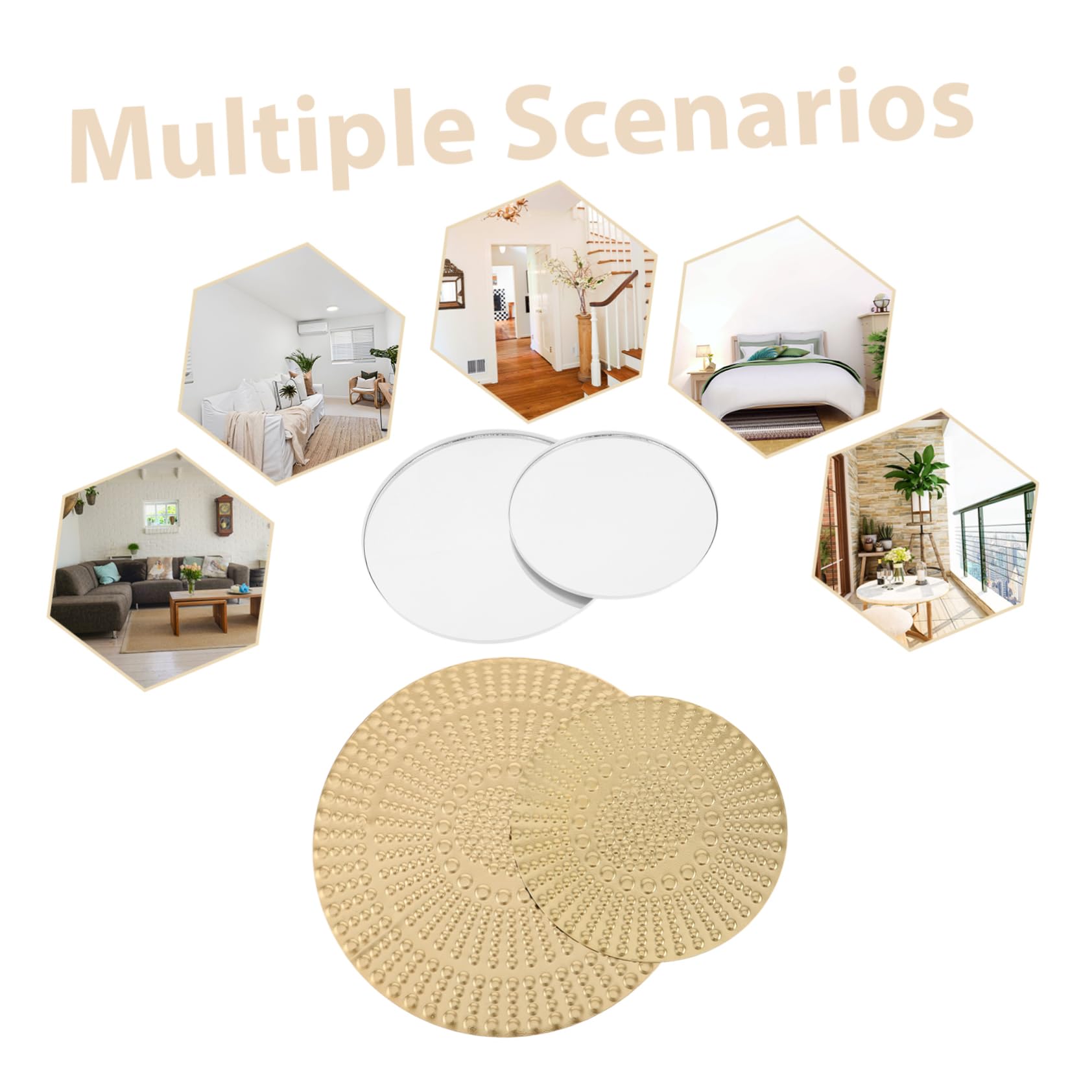 Gatuida Set di Decorazioni Murali in Metallo Specchio Rotondo Moderno per Salotto e Corridoio