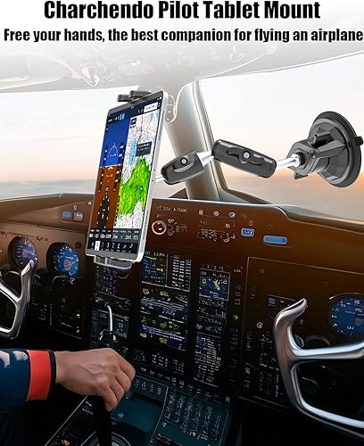 Miniatura 2 de Charchendo Pilot Tablet Mount Upgraded Multi-Angle Adjustable Metal Arm, Aviation Cockpit Tablet Holder with Super Suction Cup, Fits iPad Pro