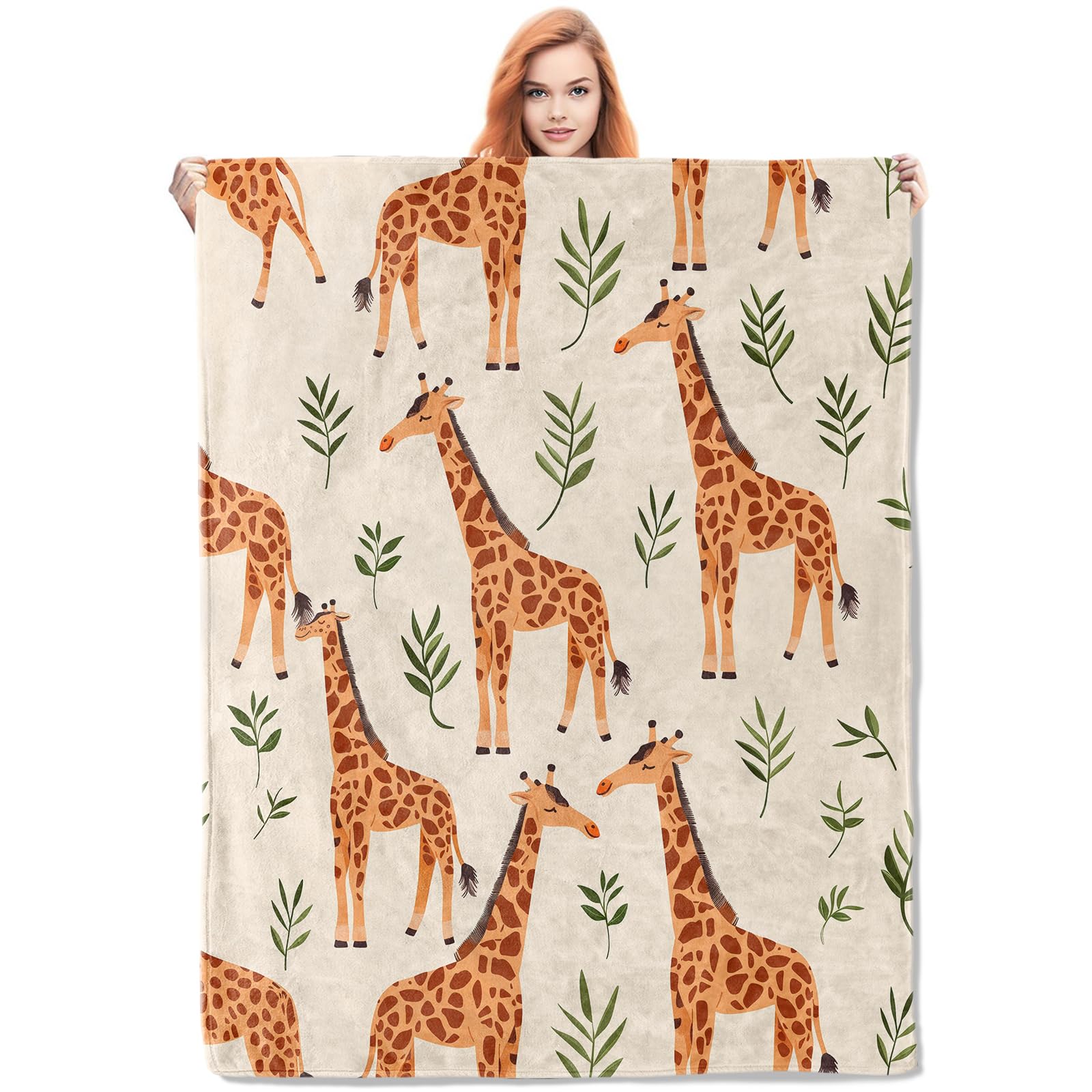 Giraffe Fleece Blanket Gifts for Kids and Adults, Cute Animal Cozy Throw Blankets, Soft Warm Plush Giraffe Blanket for Home Decor, 50x60 inches