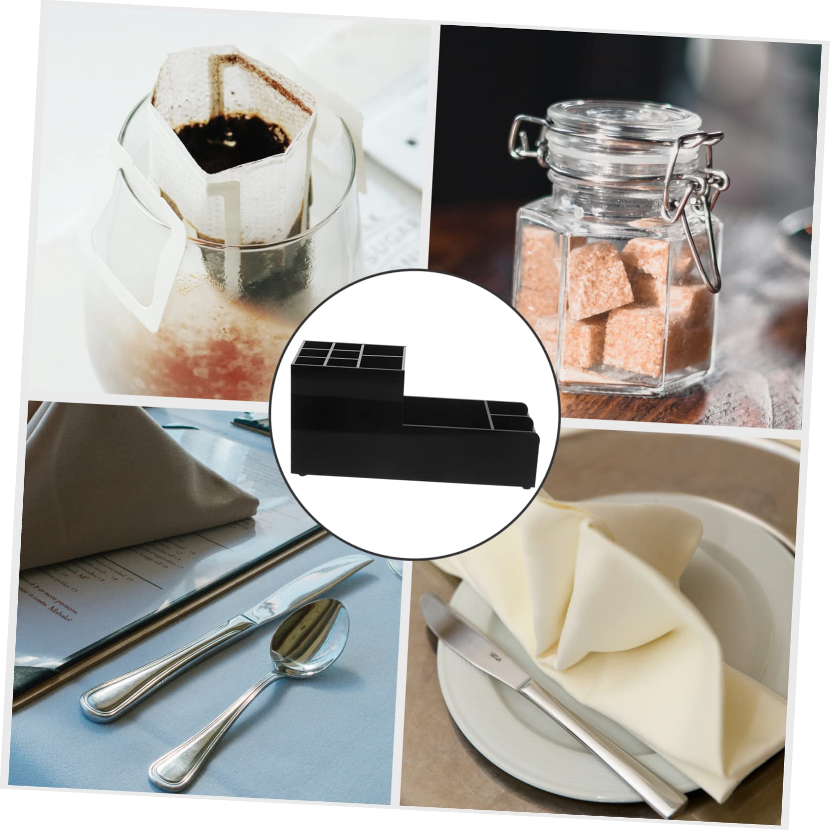 Organizador de Herramientas de Bar con 11 Compartimentos Acrílico Negro | Ahorro de Espacio, Uso Multiusos, para Sobremesa y Barra, Formato 1 Pieza