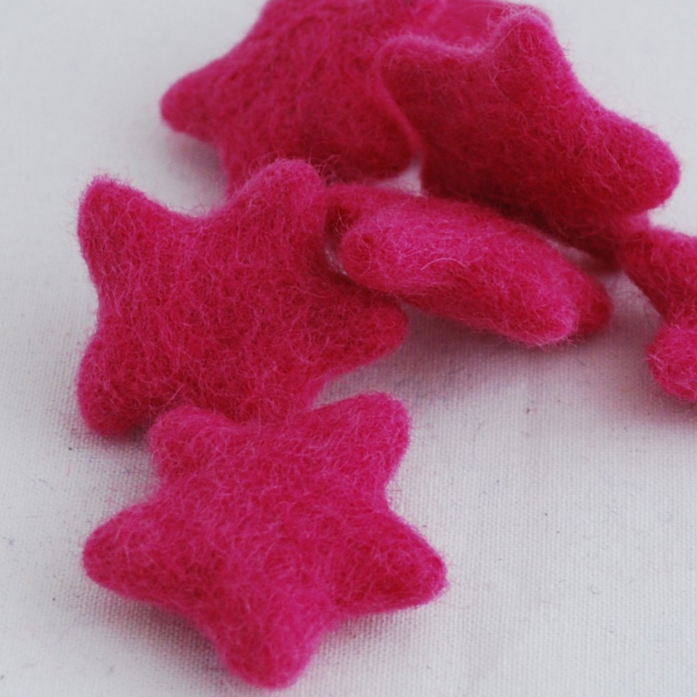 Oriental Direct Azalea Pink 100% Wool Felt Stars - 3Cm - 10 Felt Stars