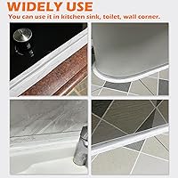 Vista 5 de UIOCSSC Tira de cinta de calafateo, 1.5 pulgadas x 10.5 pies, tira selladora autoadhesiva para baño y cocina, cinta de sellado impermeable de PVC