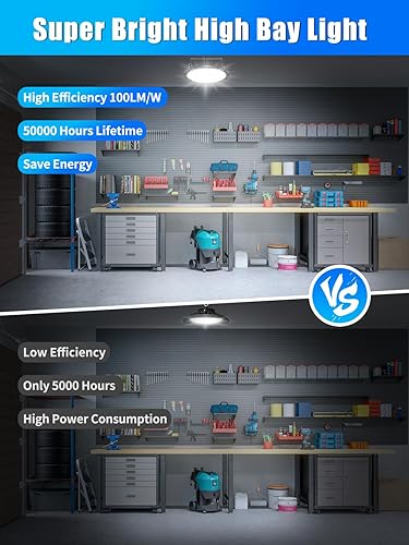 Miniatura 9 de UFO - Luces LED de alta bahía de 200 W, 6 paquetes, luces LED superbrillantes de 20000 lm, luces LED de alta bahía de 6500 K, iluminación de alta