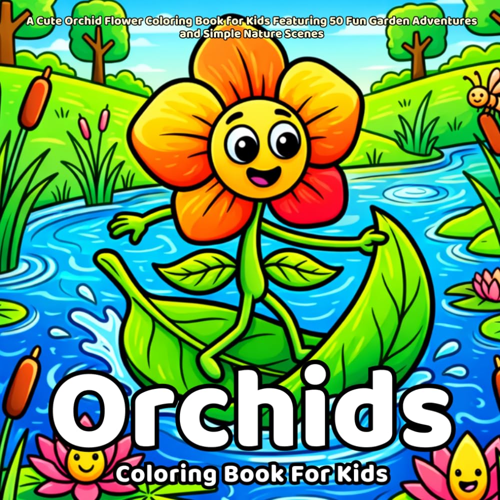 Orchids Coloring Book: A Cute Orchid Flower Coloring Book for Kids Featuring 50 Fun Garden Adventures and Simple Nature Scenes