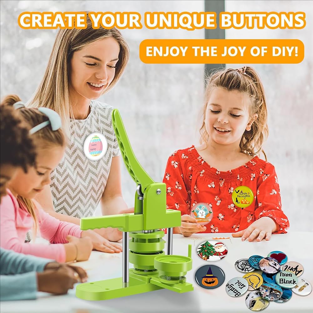RATSTONE Maquina Hacer Chapas,Maquina Chapas,(58 mm/2.83 inch) Máquina Para Chapas De Hojalata,Con Consumibles 400pcs,Adecuada Para Estudiantes,Niños,Adultos,Regalos Diy,Fabricación De Pins(Verde)