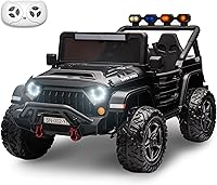 Karbost 24V 2-Seater 4WD Ride-On Truck for Kids - Remote Control, Bluetooth Music, LED Lights, Rear Suspension, Black