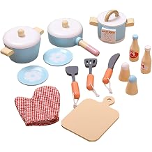 Wooden Kitchen Toys Cooking Set,Kids Play Kitchen Accessories, Kids Kitchen Playset,Wood Pots and Pans Toys,Montessori Pretend Play Toys for Boys Girls Age 3-7