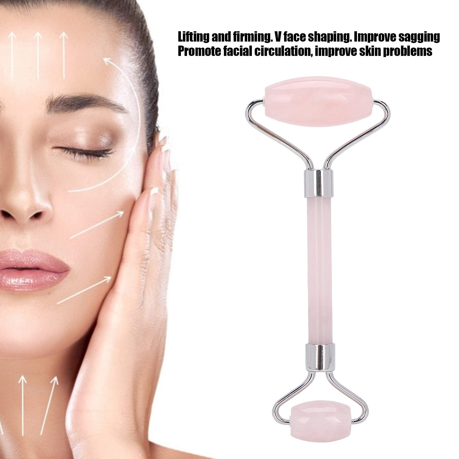 Masajeador facial Jade Roller Face Jade Gua Sha, masajeador de rodillo de piel, herramienta de adelgazamiento, masajeador facial, rodillo facial para piel, ojos, cuello(plata plata plata plata plata)