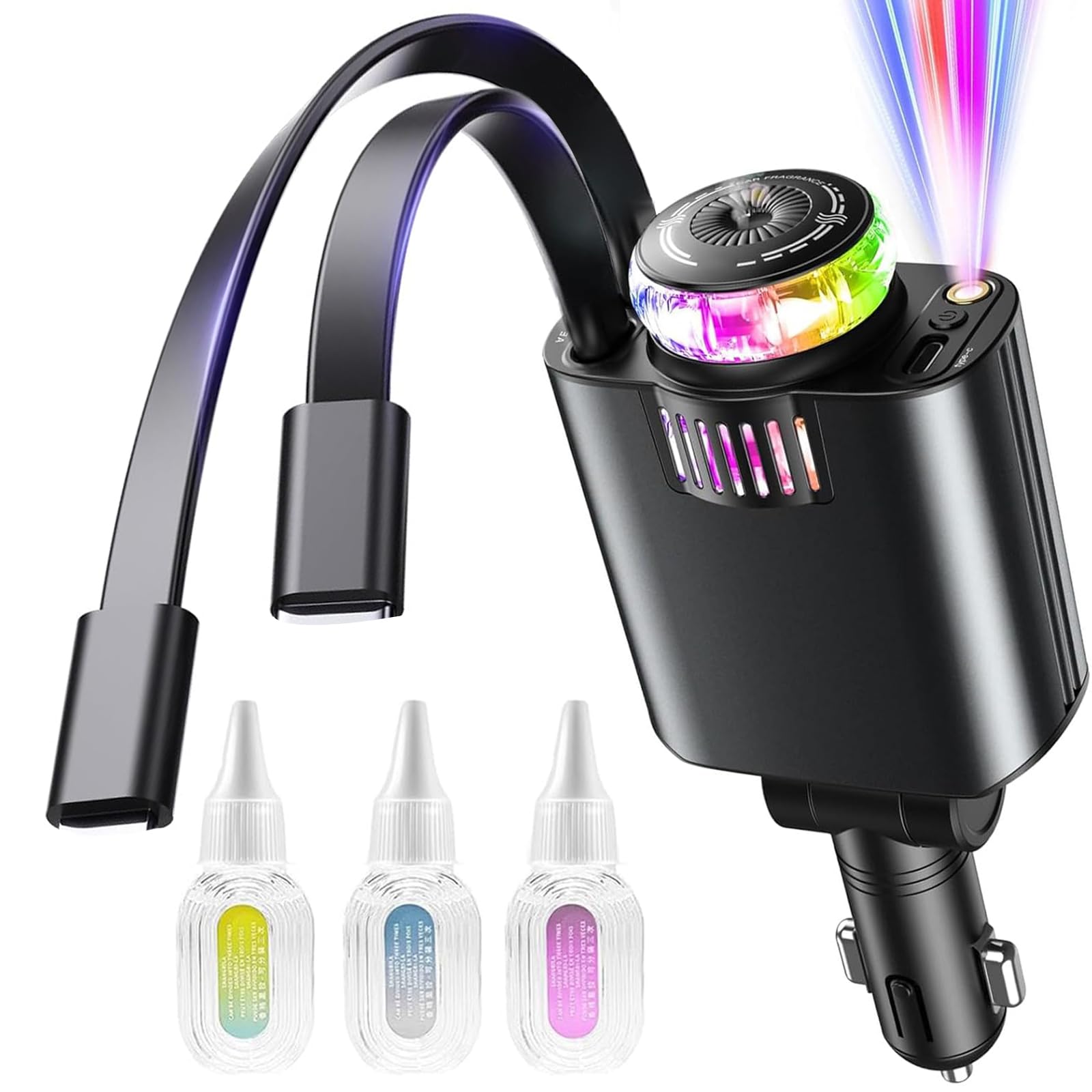 PORFOYO Allume-cigare USB C Avec Fonction Aromatique Et Lumière D