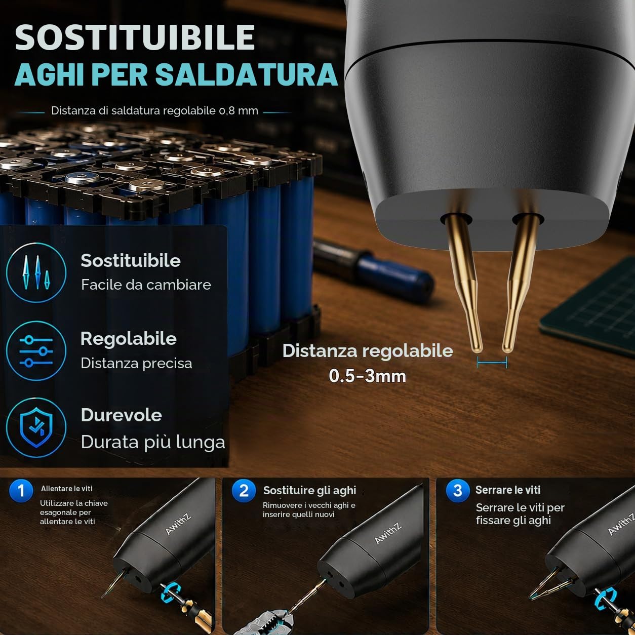 H5 Saldatrice a punti per batterie,aggiornata da 0,1-0,3mm con doppia uscita a impulsi, 5000mAh 0,2mm di nichel puro, 99 livelli regolabili (H5)