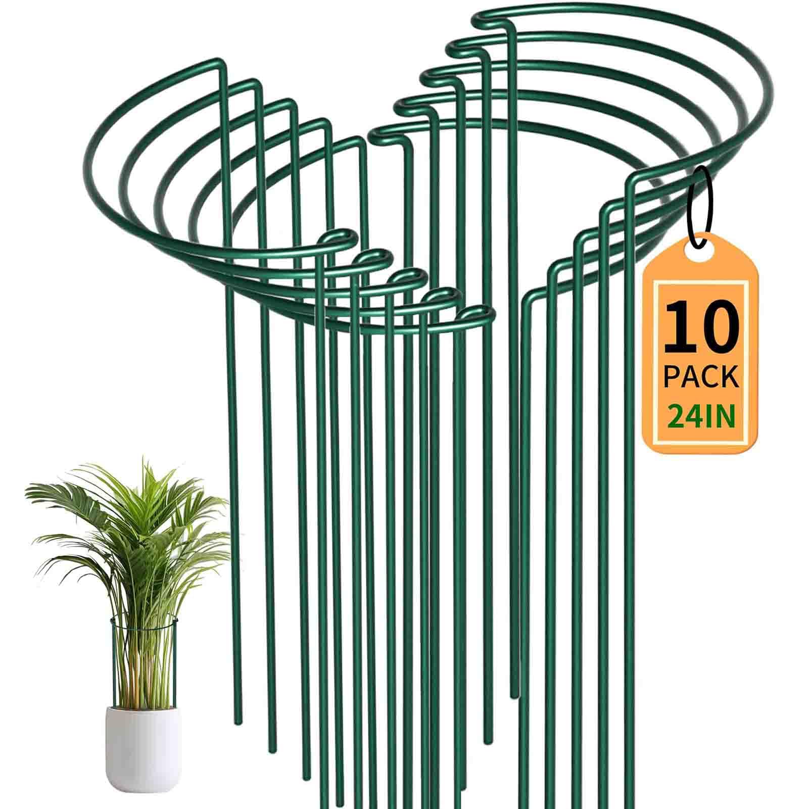 TCBWFY 10 Stück Gartenstützen für Pflanzen, Metall, 25,4 cm breit x 61 cm hoch, Interlock, halbrund, Gartenpflanzenstützring, Bordüre, Stützring, Käfig für Rosen, Blumen, Ranken, Tomaten