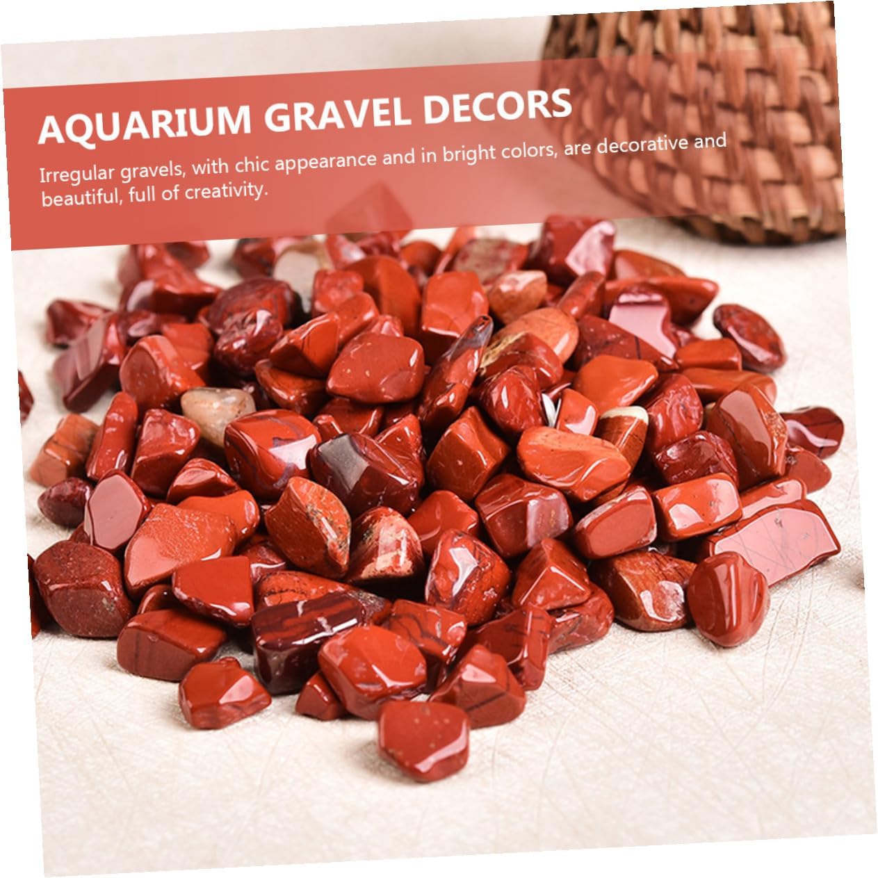 Alasum Red Jasper Fish Tank Gravel Stones 7-9mm Bulk Aquarium Landscaping Rocks 2lb Natural Decorative Gravel for Aquascaping and Fish Tank Supplies