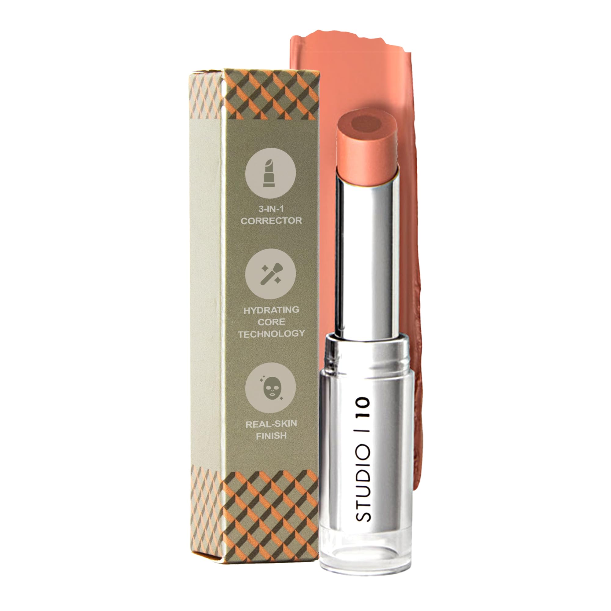 Studio 10 Wake Up & Glow Blush Stick - Tinta labbra e guance a lunga durata per fard leggeri, fard in crema per pelli mature - con nucleo di acido ialuronico idratante (tonalità - pesca)