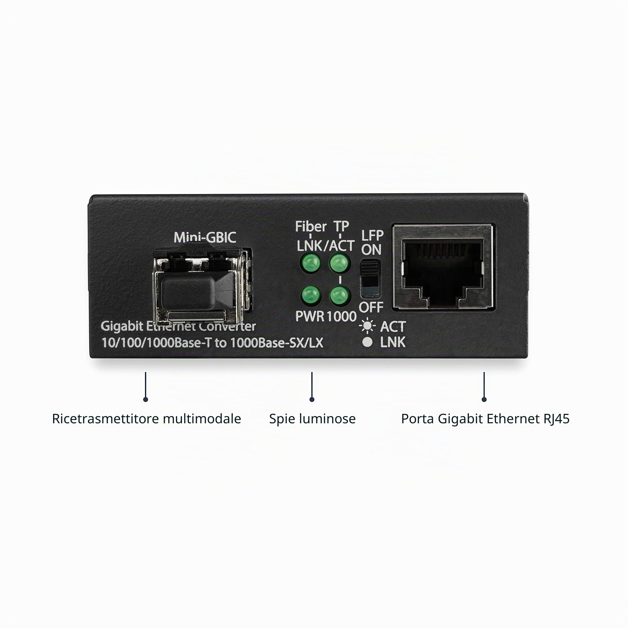 StarTech Media Converter Gigabit Fibra Multimodale LC, 550m (MCM1110MMLC) | Formato Compatto, Lunghezza d'Onda 850nm