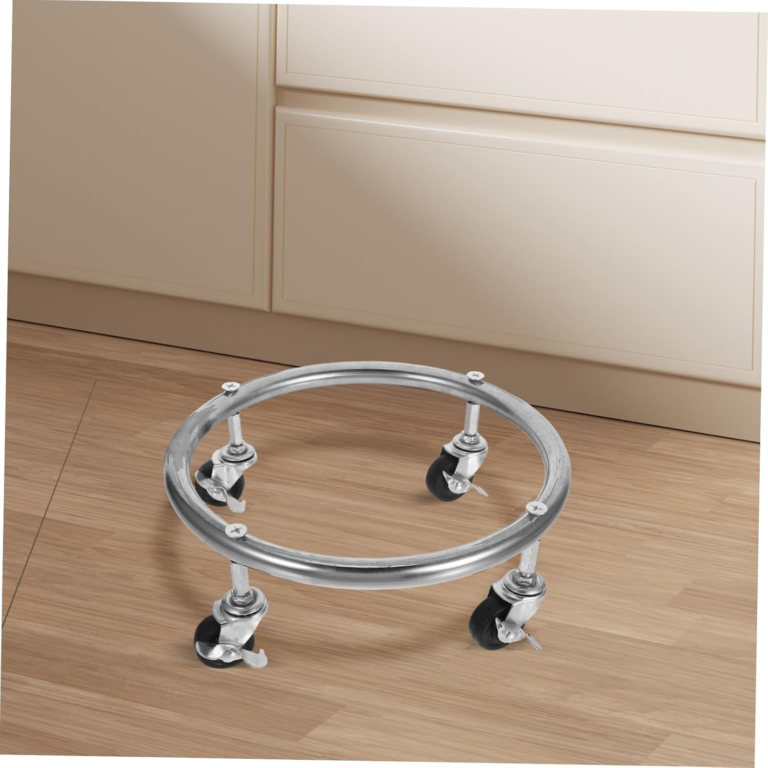 Movable Gas Cylinder Holder Brake Wheels Stainless Steel Propane Tank Rack Convenient Storage Base for Easy Transportation and Stability