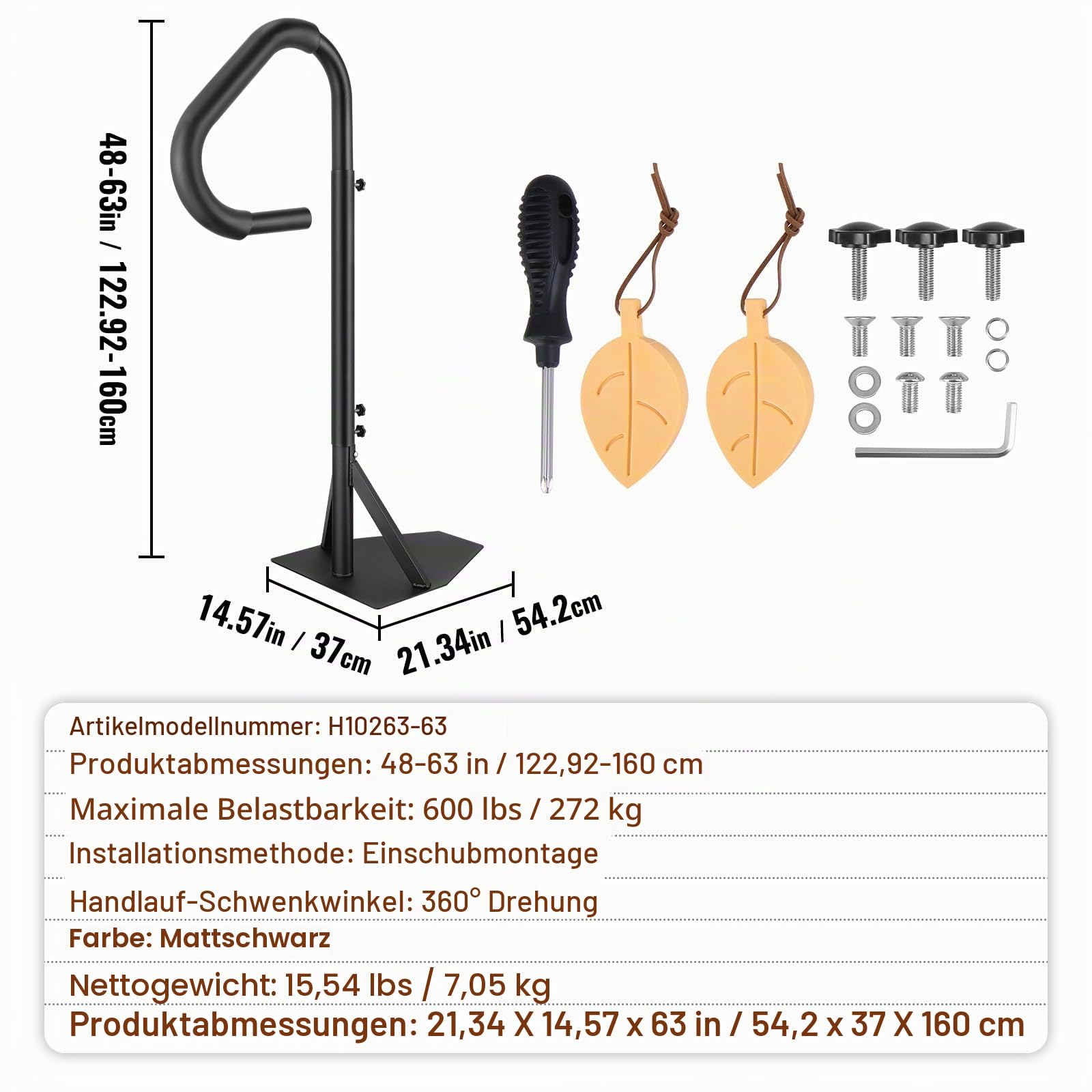 VEVOR Whirlpool Handlauf 272kg Tragfähigkeit Spa-Geländer aus Aluminiumlegierung Pool Handlauf Höhenverstellbar von 122,92 bis 160cm Haltegriff Einstiegshilfe 360° drehbar für Schwimmbäder Whirlpools
