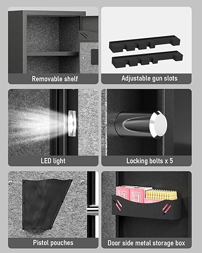 Miniatura 6 de RIFLEWELL 2024 NUEVO - Caja fuerte para pistola de rifle 2-3, teclado digital, caja fuerte grande y larga para rifle y escopetas, armarios de armas