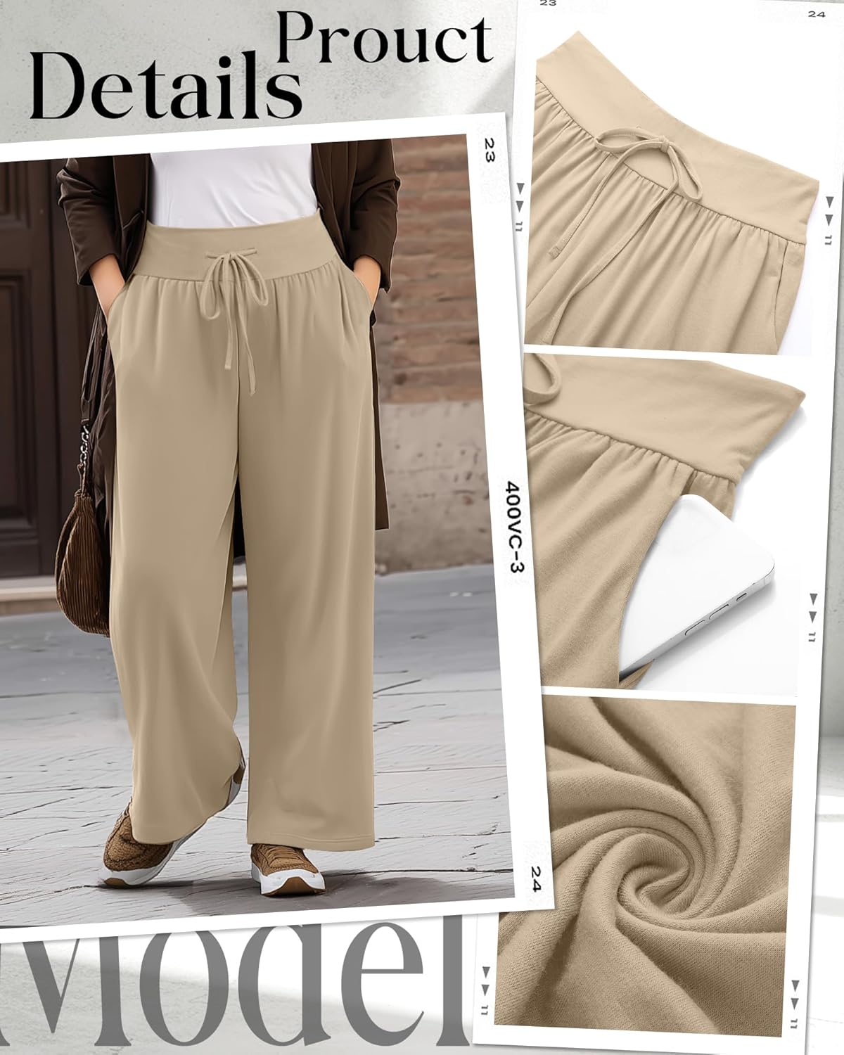 Neer 3 Pack Women's Plus Size Lounge Pants, Wide Leg Yoga Pants Baggy Drawstring Sweatpants with Pockets Casual Loose Jogger - Image 5