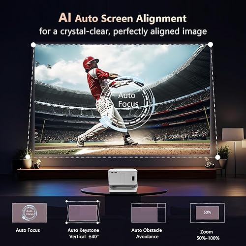 Miniatura 4 de Netflix - Proyector inteligente con licencia con WiFi y Bluetooth, nativo 1080P 4K compatible con mini proyector de teléfono portátil, enfoque