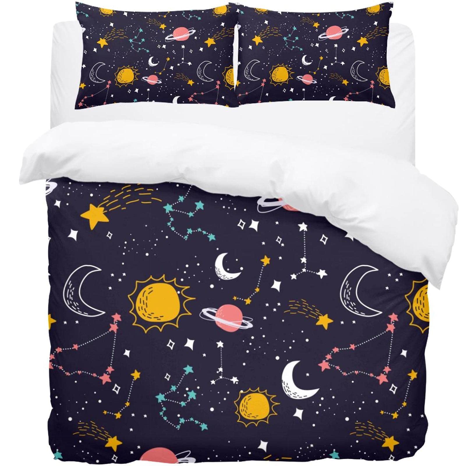 Parure de lit zodiaque 3 pièces comprenant housse de couette douce et 2 taies d'oreiller