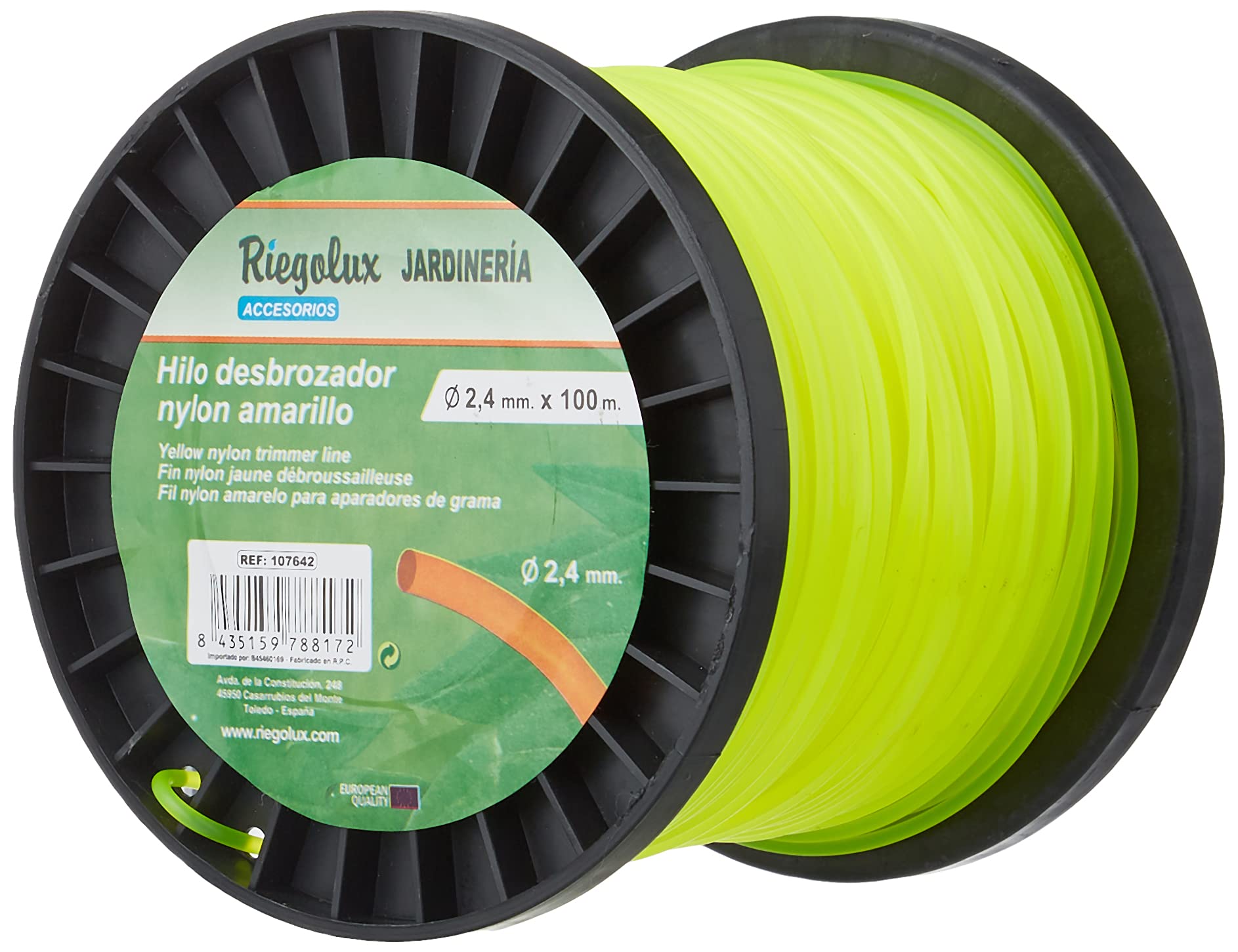 Marque : Riegolux Riegolux 107642 Fil de débroussailleuse en Nylon Rond, Jaune, 2,4 mm x 100 m in use