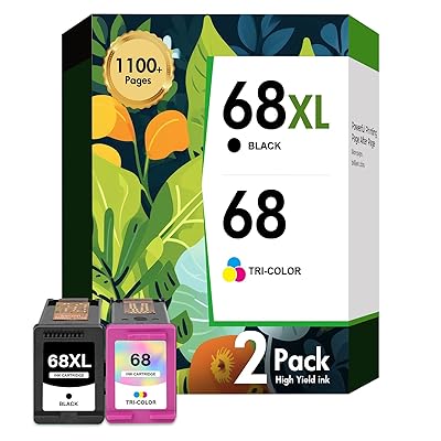 68 68XL 6155e Ink Cartridges Black Color Combo Pack for HP Printers Envy 6555e 6100e 6500e Series 68e Compatible with 6155e 6555e 6152e 6552e 6558e 6165e High Yield (2 Pack)
