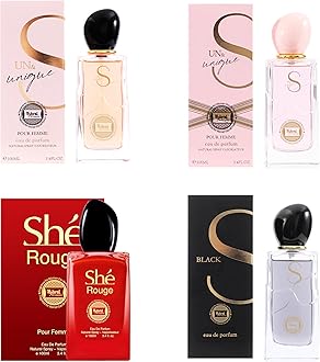 Hybrid & Company Women's 4 Pcs Black She Rouge Sun&Unique Pour Femme Perfume Natural Spray Fresh Fragrance