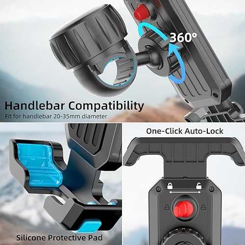 Miniatura 6 de Soporte para teléfono de bicicleta de 4 generación súper fácil de instalar, bloqueo rápido 1S clip de montaje de teléfono para motocicleta, soporte