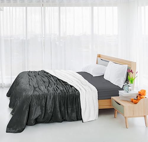 Miniatura 130 de Utopia Bedding - Manta sherpa de tamaño decorativo [negro, 50 x 60 pulgadas], manta reversible de vellón gruesa y cálida de 480 GSM, para cama