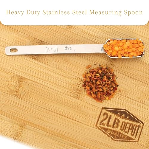 Miniatura 2 de 2lbDepot - Cuchara medidora de una sola cucharadita, acero inoxidable resistente, diseño estrecho de mango largo, cabe en tarro de especias, juego