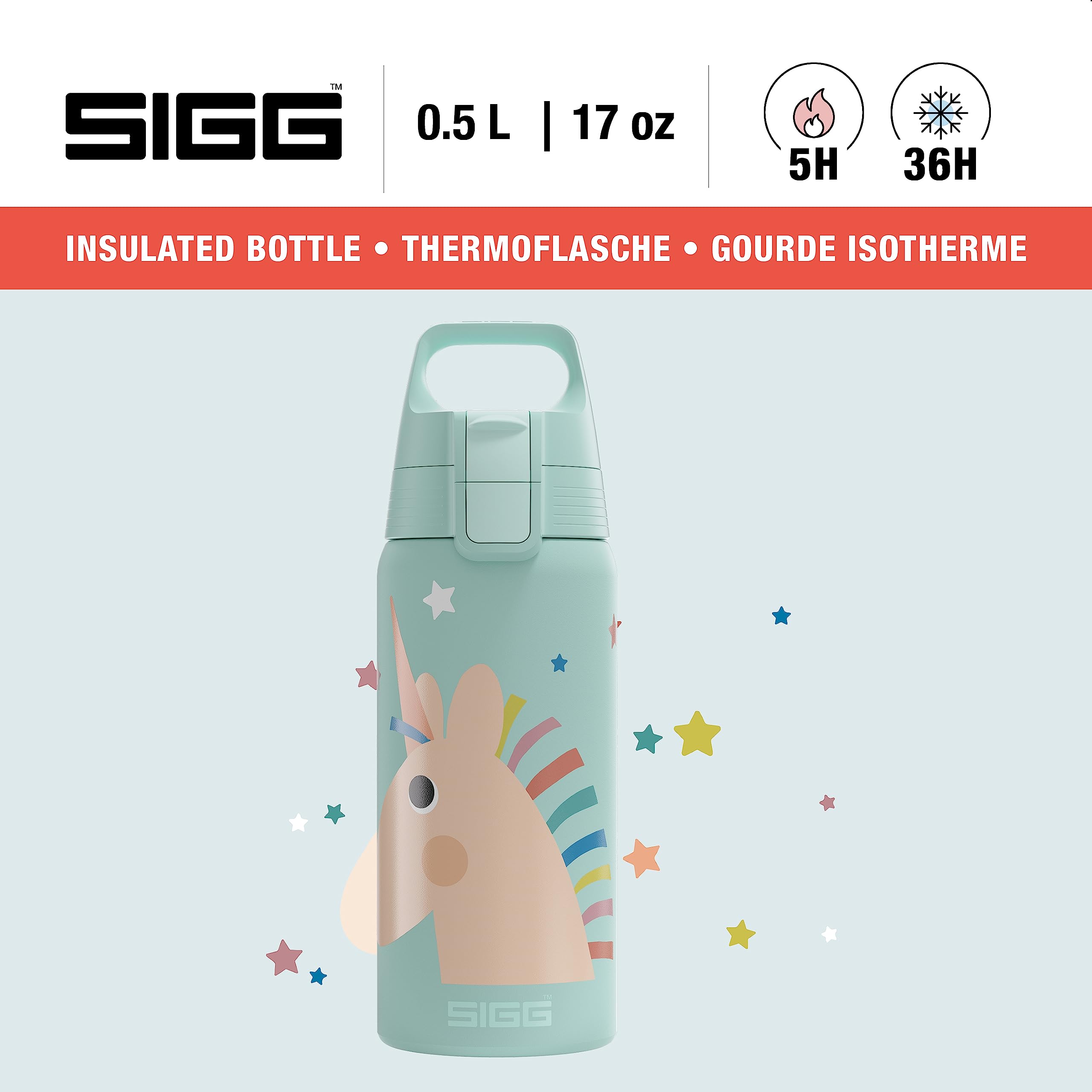 Sigg - Isolierte Trinkflasche Kinder - Shield Therm ONE - Für Kohlensäurehaltige Getränke Geeignet - Auslaufsicher & Leicht - BPA-frei - 0,5L