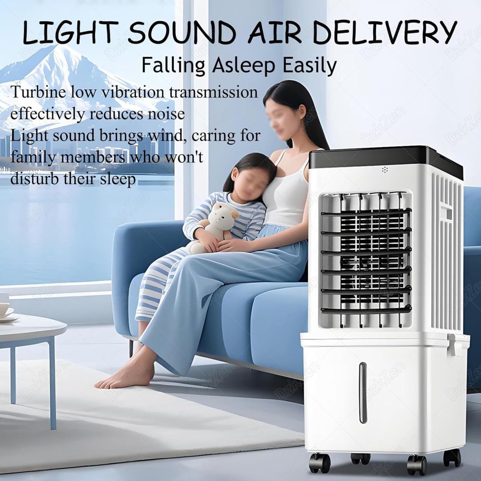 Ventilatore Umidificatore 3 In 1 Raffreddatore d'aria Portatile 60 Cm 15L 3 Velocità 3 Modalità Timer 7,5H Super Risparmio Energetico 4 Ruote Maniglia Condizionatore 'aria Senza Tubo 27*23*60cm
