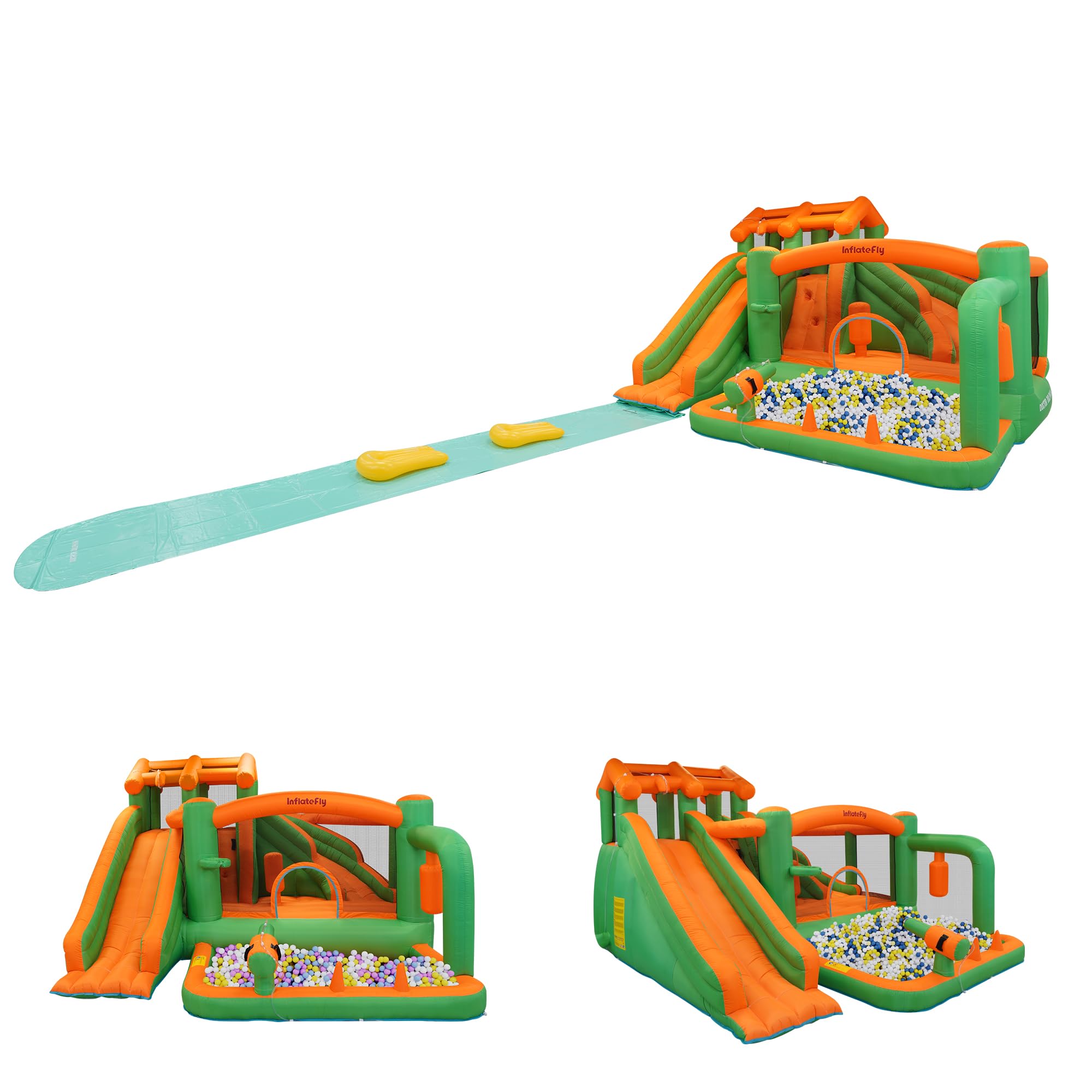 Bounce House Inflatable Waterslide Kids Bouncy Catle Dual Slides Water Park with Slip and Slide for Wet and Dry