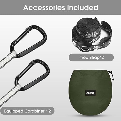 Miniatura 6 de G4Free Hamaca Grande para Acampar con Mosquitero para 2 Personas Pop-up Paracaídas Ligera Hamacas Colgantes Correas para Árboles Cama Columpio para