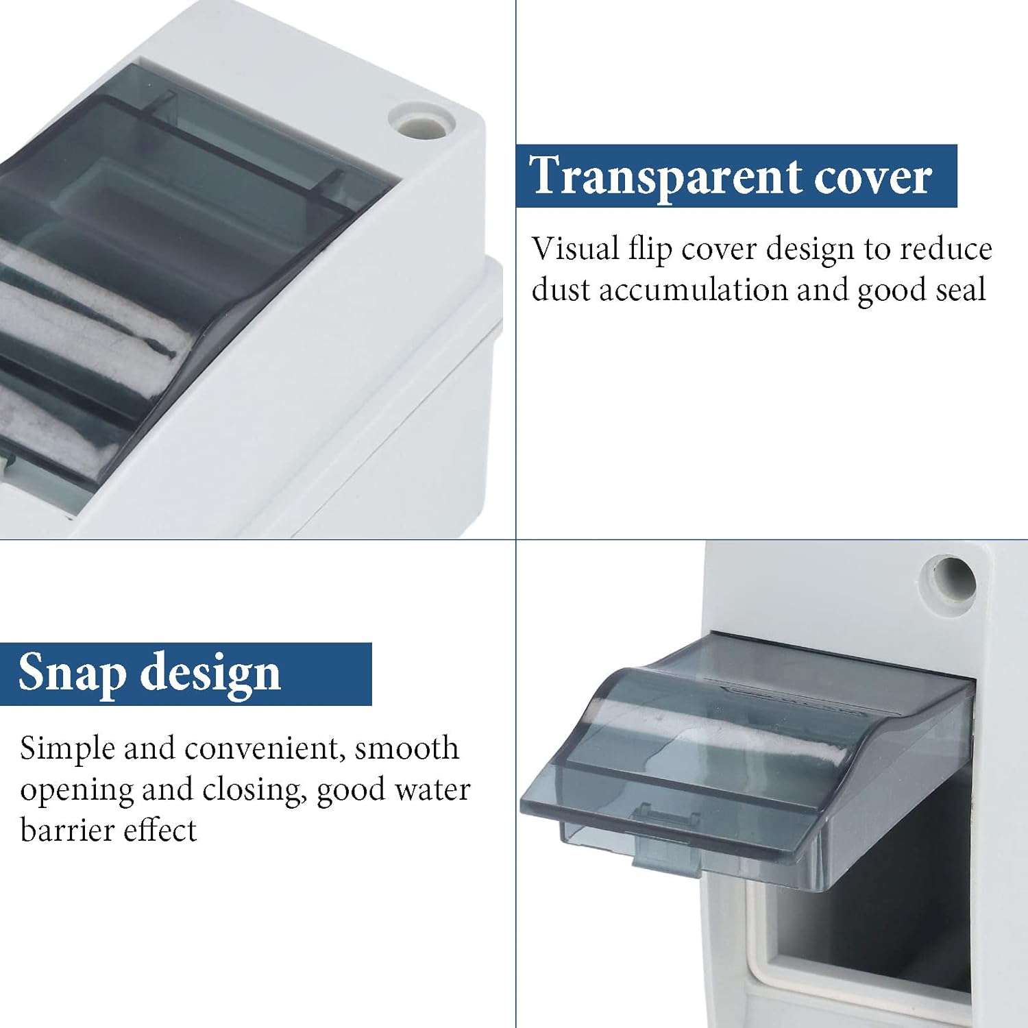 IP66 Clear Cover 2 Way MCB Power Distribution Box DIN Rail Junction Protection Case, for Electrical, Communication, Fire-fighting Equipment