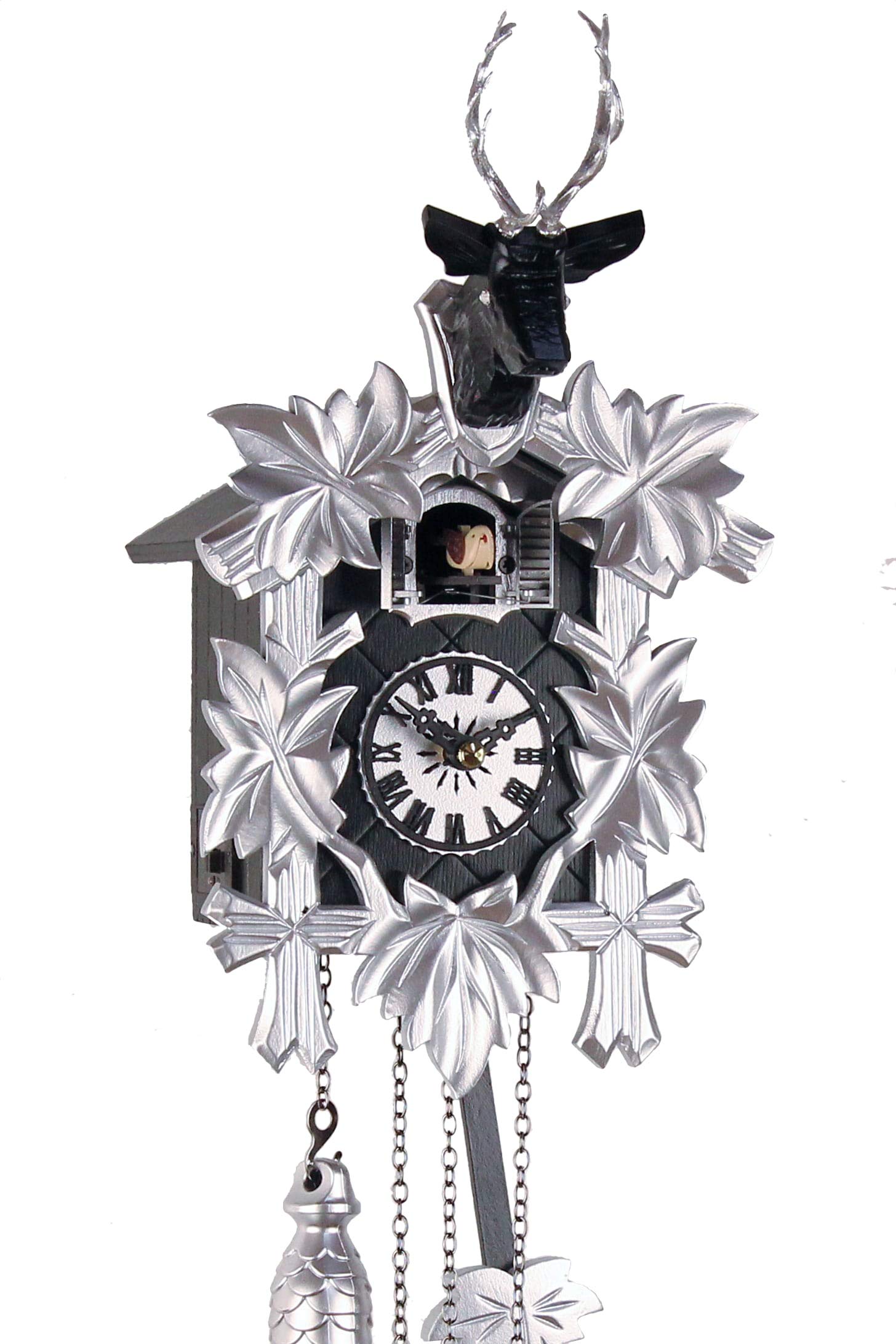Reloj de cuco de madera auténtica, mecanismo de cuarzo, funciona con pilas, estilo moderno, 31 cm, 17530