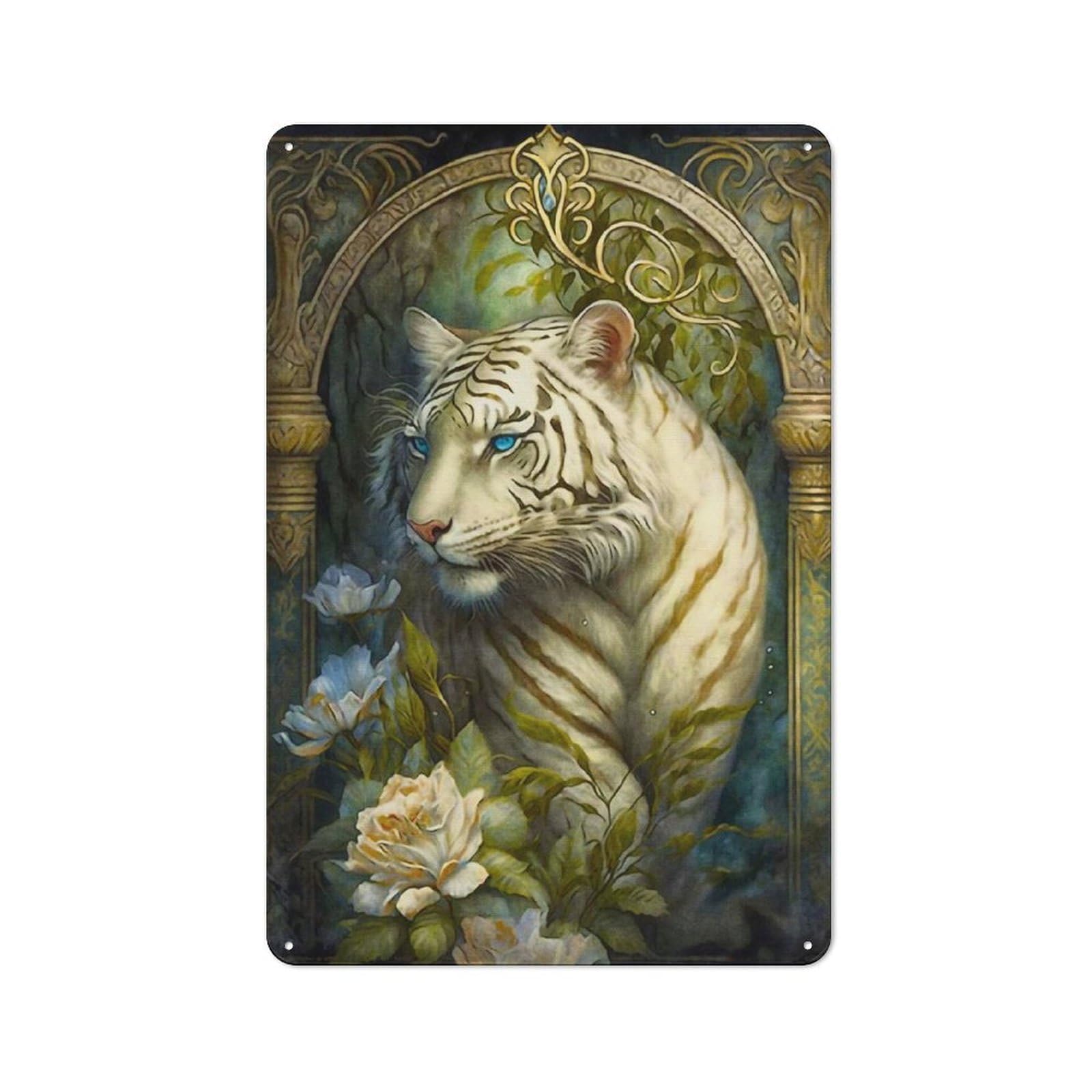 Junmoney The Siberian Tiger Tin Wall Plaque 30X20cm With For Living Room Or Hallway, A Decorative Christmas Gift For Hallway Decor Fans