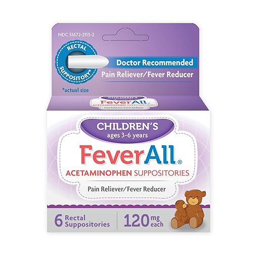 Feverall Infant Acetaminophen Suppositories 6 Rectal Suppositories 120 mg Each Pain Reliever/Fever Reducer. Paraben Free, No Artificial Colors or Other preservatives. Ages 3-6 Years