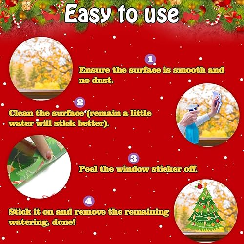 Miniatura 7 de Leesgel Calcomanías de Navidad para ventana, decoración de ventana de Navidad, decoración de ventana de Navidad, decoraciones de Navidad para