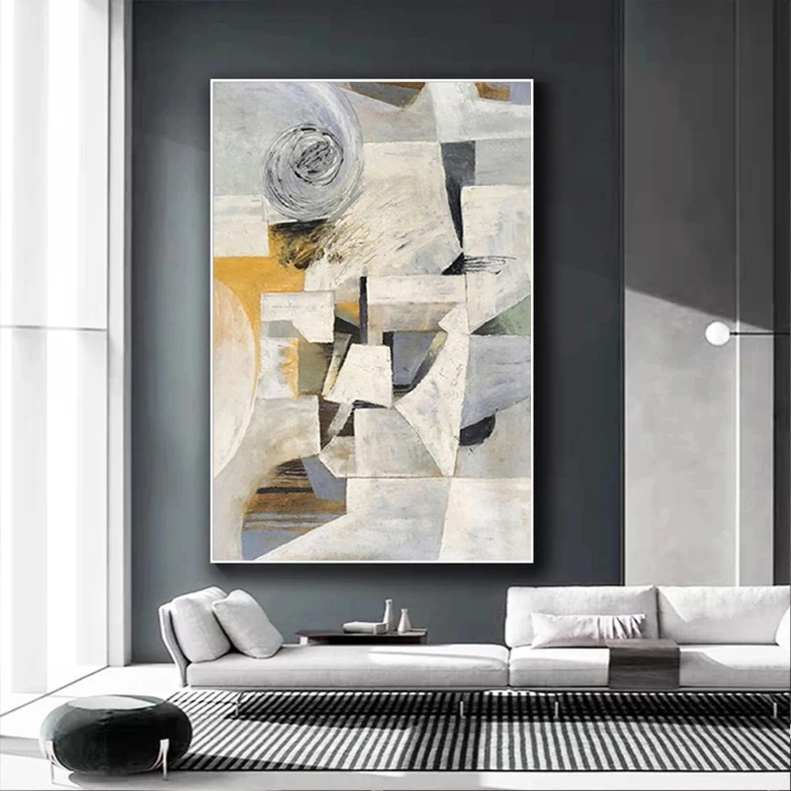 Hipwst Frameless Fashion Light Color Oil Painting Decor Handmade Abstract Persis Pattern Wall Art Pictures For Living Room Pendant 80X120cm
