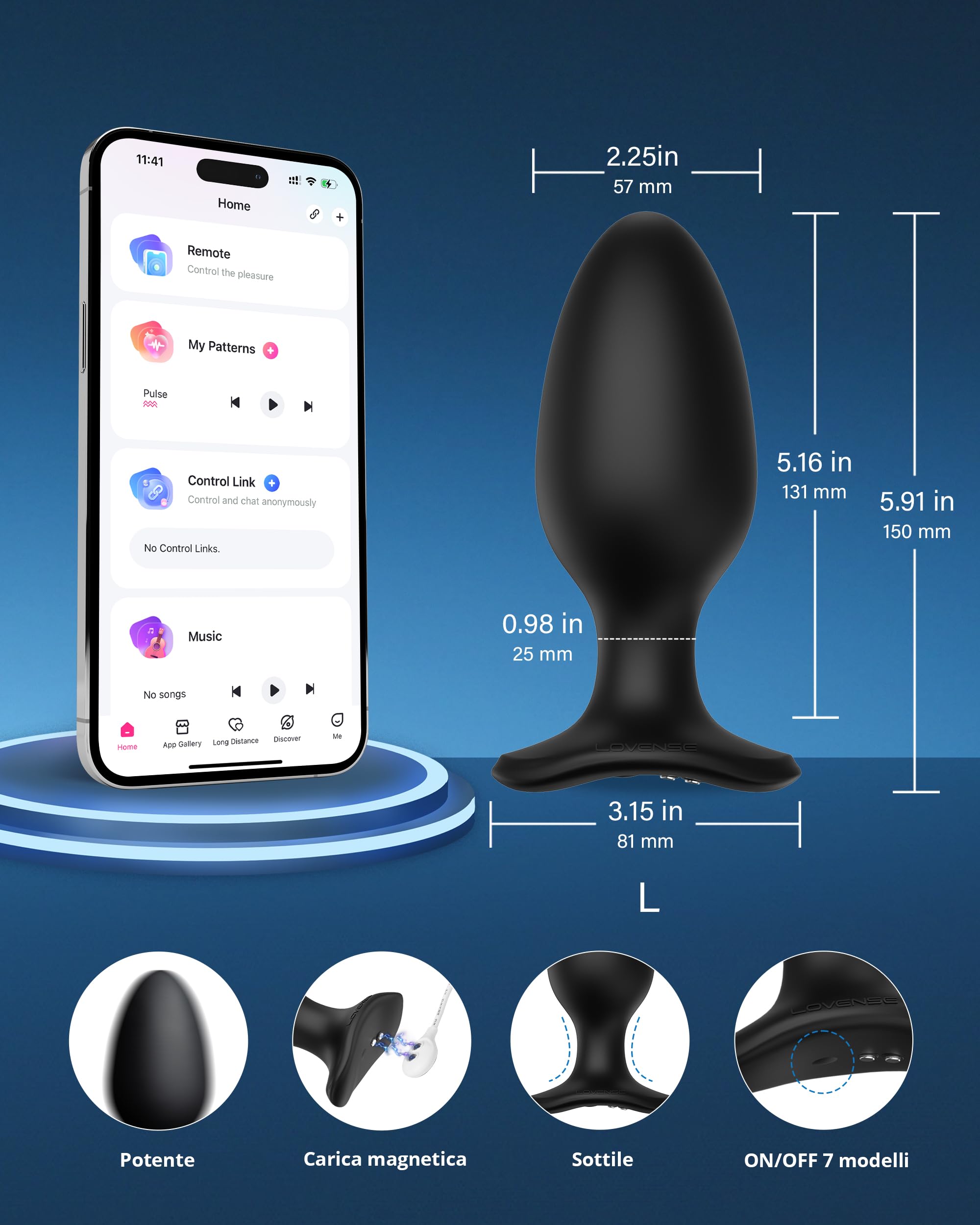 LOVENSE Hush 2 Bluetooth Butt Plug Vibratori Anali 2.25 Inch, Anale Plug Uomo Donna, Controllo Dell'App per Smartphone, Sex Toys per Coppie Donna Uomo