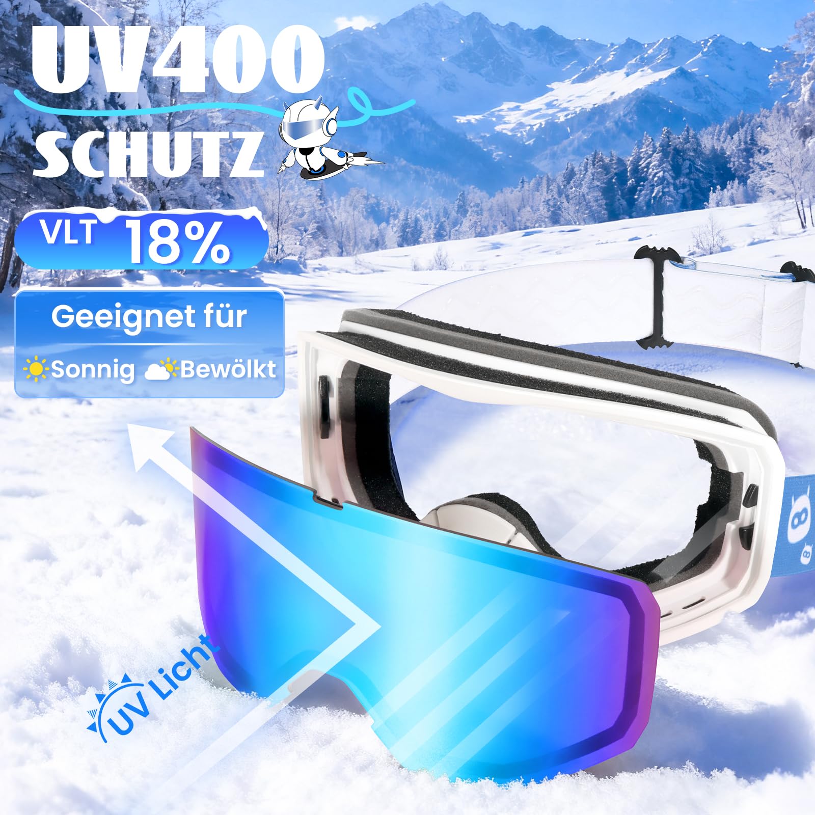 Supertrip Masque Ski Enfant 6-14 Ans, Lunette de Ski Anti-Buée UV400 pour Garçon et Fille,Masque de Ski Enfant Pour Snowboard Motoneige et Alpinisme | Lunette de Ski Anti-Buée UV400 pour Garçon et Fille, Masque de Ski Enfant Pour Snowboard Motoneige et Al