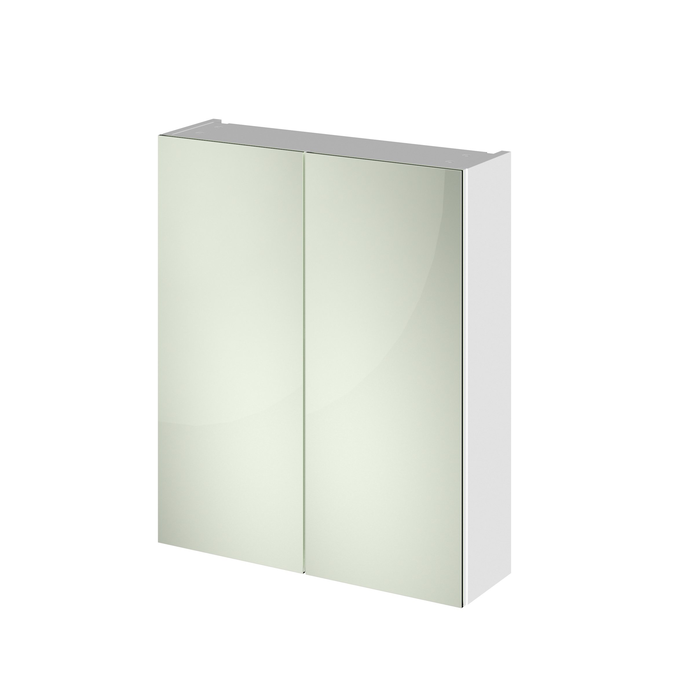 Nuie White Hudson Reed Mirror Cabinet | 600 X 715 Mm Wall Hung Bathroom Mirror Cabinet | 2 Door Storage Cabinet | Gloss