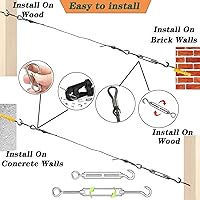 Vista 6 de Cable de acero inoxidable de 1/8", kit de cuerda de alambre de 100 pies con tensores para cables de alambre, núcleo de hebra 7x7 de 3/32