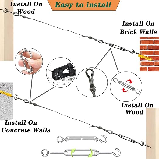 Kit de cable de acero inoxidable 1/8" 100 pies Roxanned miniatura 6