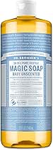 Dr. Bronner's Pure-Castile Magic Liquid Soap - Made with Regenerative Organic Certified Oils - 18-in-1 Uses for Face, Body, Hand Gentle on Baby & Sensitive Skin Body Wash Unscented,32oz