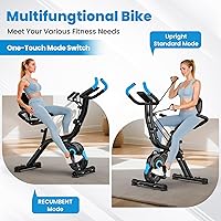 Vista 2 de Bicicleta estática plegable, bicicletas estacionarias multifuncionales para interiores para el hogar con resistencia magnética de 8 niveles