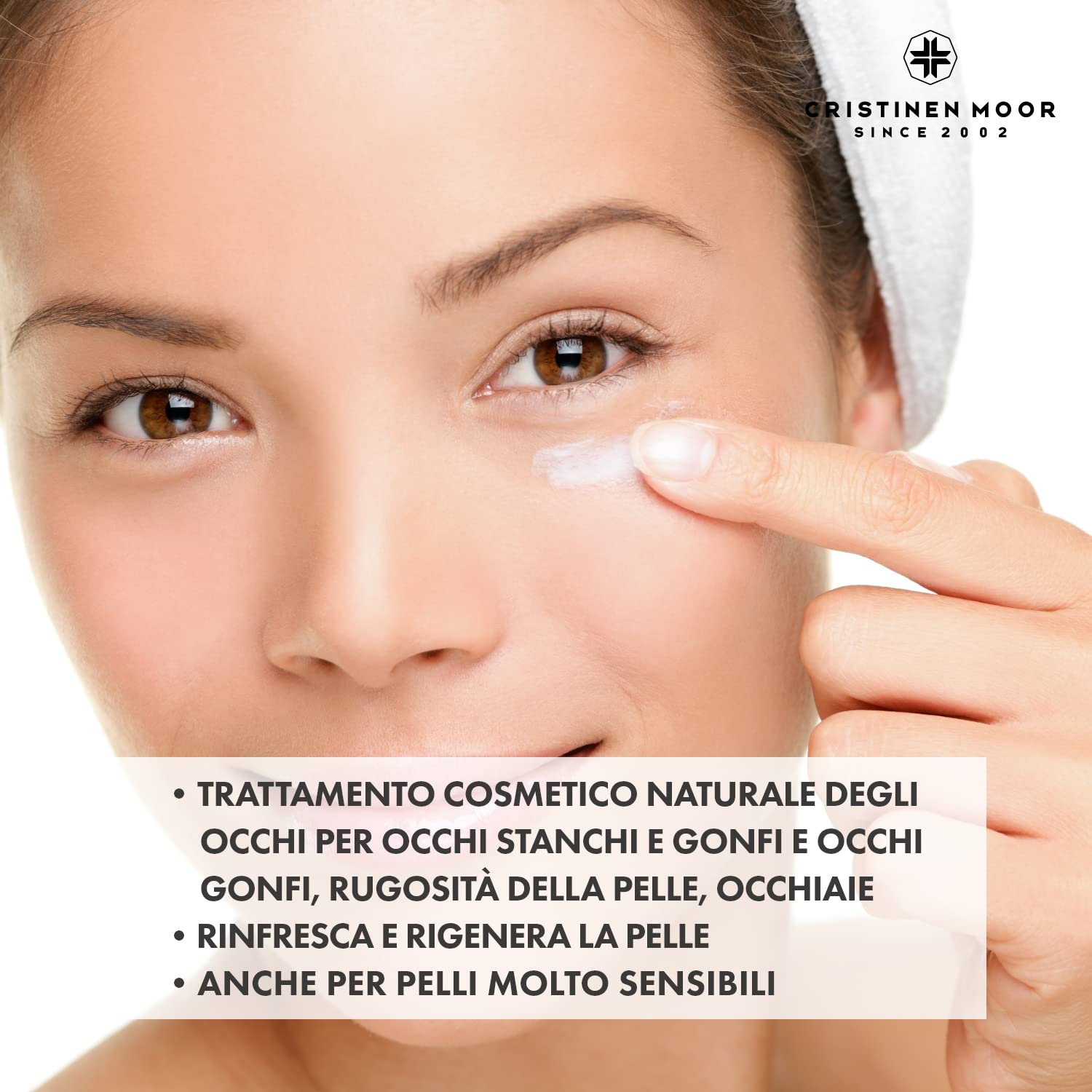CristinenMoor Unguento al gelsomino biologico crema occhi occhiaie occhi stanchi gonfi palpebre cadenti olio semi canapa biologico acido ialuronico
