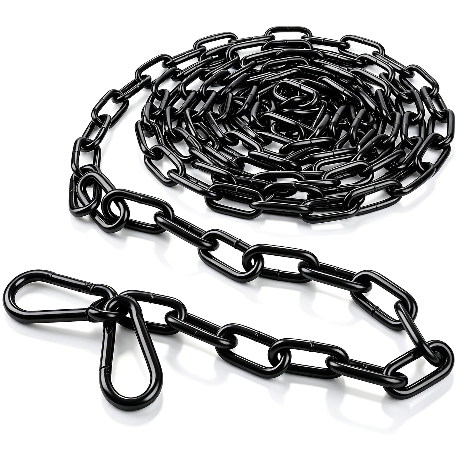 Cadena de Acero Negra 2 m Metálica 3 mm Candado de Carbono con Mosquetón